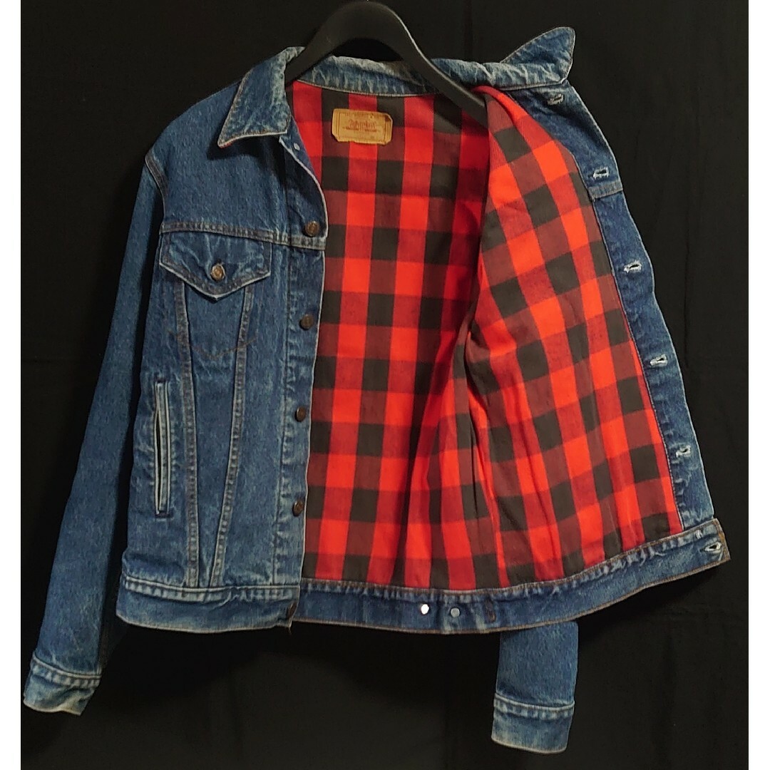 ★希少美品★80年代Levi'sデニムジャケット 赤✕黒裏地 size40L