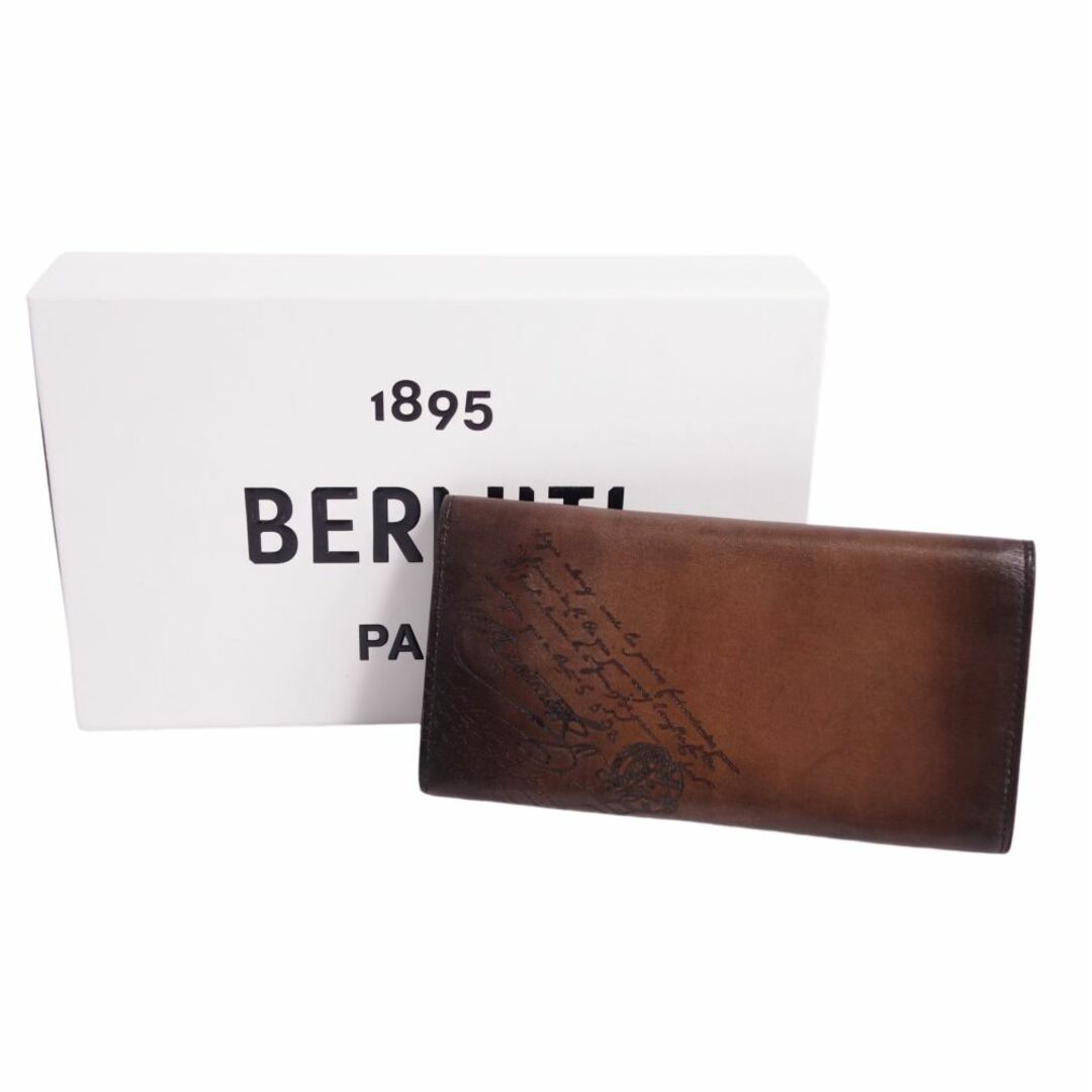 美品 ベルルッティ Berluti 財布 ロングウォレット カリグラフィ カーフレザー 本革 メンズ イタリア製 ブラウン 長財布 | フリマアプリ ラクマ