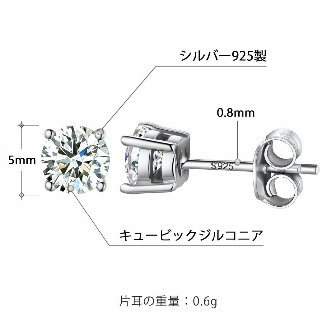 PROSTEEL キュービックジルコニア ピアス 一粒 レディース シルバー92 6