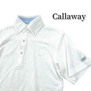 キャロウェイゴルフ(Callaway Golf)のCallaway GOLF シャドーストライプ　ポロシャツホワイトメンズM(ウエア)