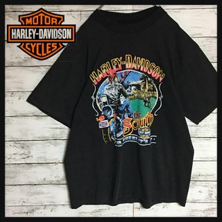 【オーバーサイズ】ハーレーダビッドソン　裏表ビッグプリントTシャツ　黒Ｈ460