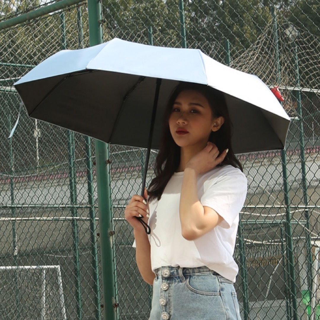 折りたたみ傘 ライトブルー 晴雨兼用 UVカット 完全遮光 紫外線 日傘 雨傘