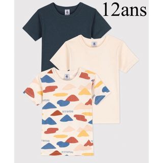 プチバトー(PETIT BATEAU)の新品 プチバトー 12ans オーガニック 半袖Ｔシャツ 3枚組 ピレネー(Tシャツ/カットソー)