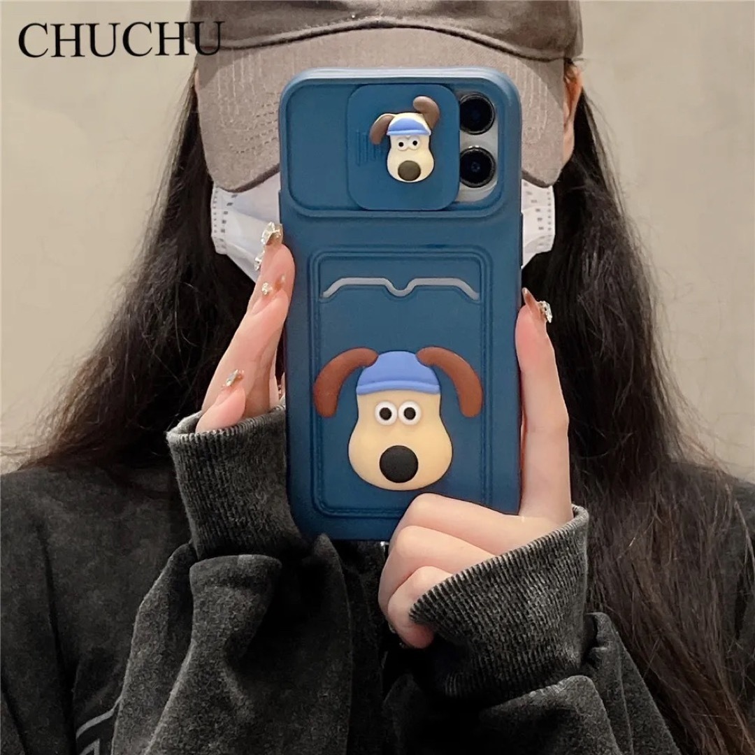 シリコン3D犬ウォレットカード付きiPhoneケース【172A】 スマホ/家電/カメラのスマホアクセサリー(iPhoneケース)の商品写真