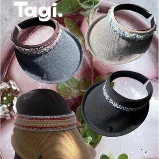 Tagi. つば広 ストロー編み カラフル サンバイザー 麦わら 帽子(麦わら帽子/ストローハット)