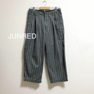 ジュンレッド(JUNRED)のJUNRED ジュンレッド　ストライプ　ワイドデーパードパンツ　グレー　白(ワークパンツ/カーゴパンツ)