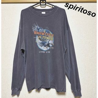 spiritoso レディース　ピグメント　プリント　ロンT チャコール(Tシャツ(長袖/七分))