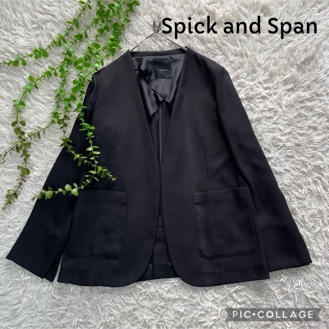 Spick & Span(スピックアンドスパン)の☆専用☆   Spick & Span リネンライクカラーレスジャケット レディースのジャケット/アウター(ノーカラージャケット)の商品写真