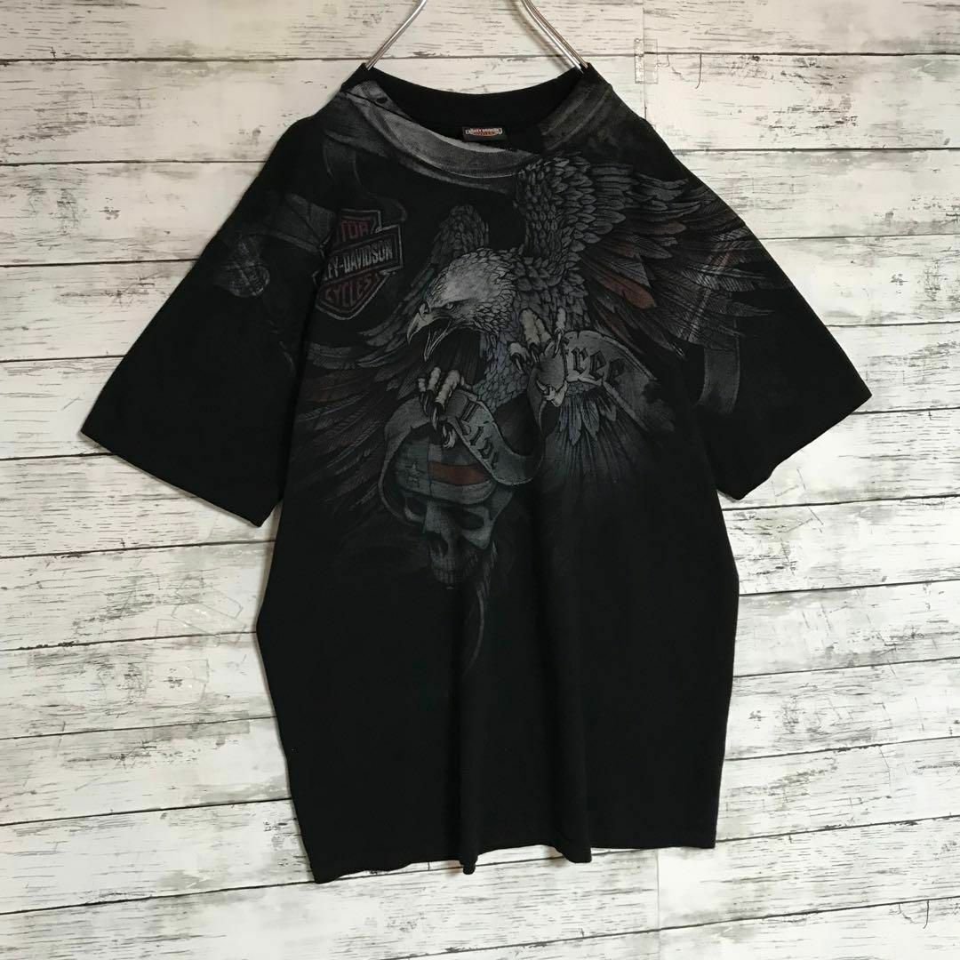 Harley Davidson(ハーレーダビッドソン)の【希少デザイン】ハーレーダビッドソン　ビッグプリントTシャツ　人気黒　F509 メンズのトップス(Tシャツ/カットソー(半袖/袖なし))の商品写真