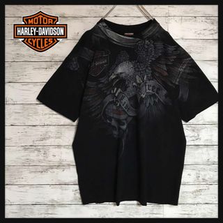 ハーレーダビッドソン(Harley Davidson)の【希少デザイン】ハーレーダビッドソン　ビッグプリントTシャツ　人気黒　F509(Tシャツ/カットソー(半袖/袖なし))