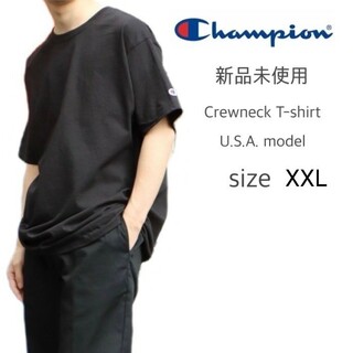 チャンピオン(Champion)の新品未使用 チャンピオン 無地 クルーネック Tシャツ ブラック XXLサイズ(Tシャツ/カットソー(半袖/袖なし))