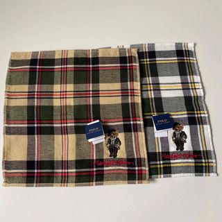 ポロラルフローレン(POLO RALPH LAUREN)のラルフローレン タオルハンカチ  レディース 2枚セット チェック柄 ポロベア(ハンカチ)