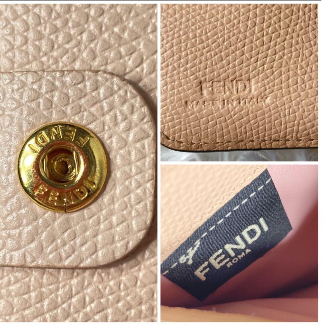 FENDI 折り財布 エフイズ くすみピンク ゴールド金具 ラウンドジップ