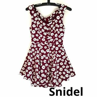 スナイデル(SNIDEL)の【美品】Snidel◆ワンピース　ミニ丈　ペプラム　タイト　フレア　花柄(ミニワンピース)