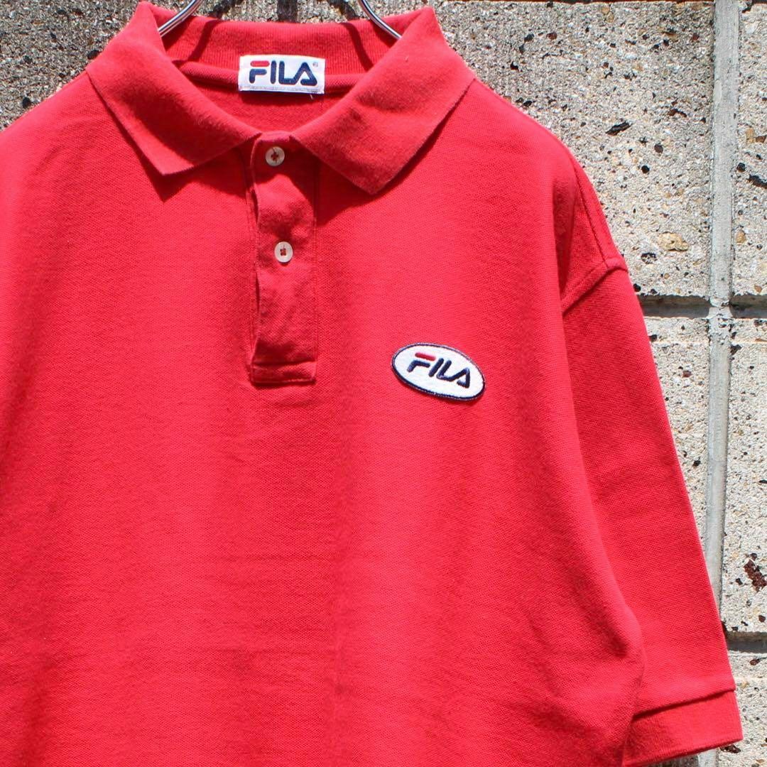 USA製 90s　FILA 刺繍ロゴワッペン  ポロシャツ