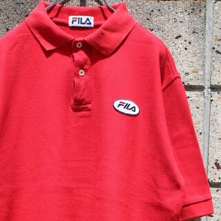 フィラ(FILA)のUSA製 90s　FILA 刺繍ロゴワッペン 古着 ポロシャツ(ポロシャツ)