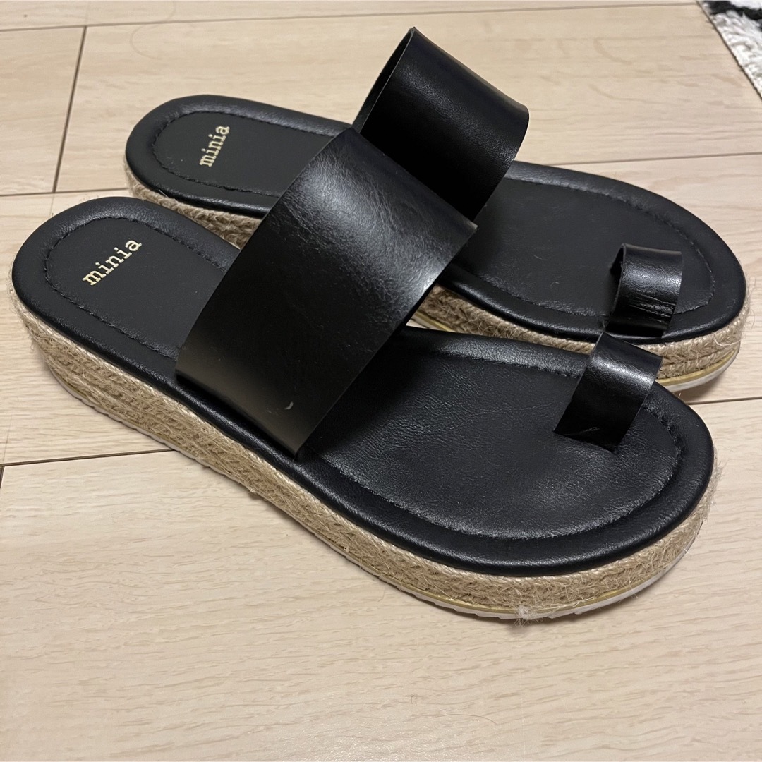 minia(ミニア)のminiaジュートサンダルL ブラック レディースの靴/シューズ(サンダル)の商品写真