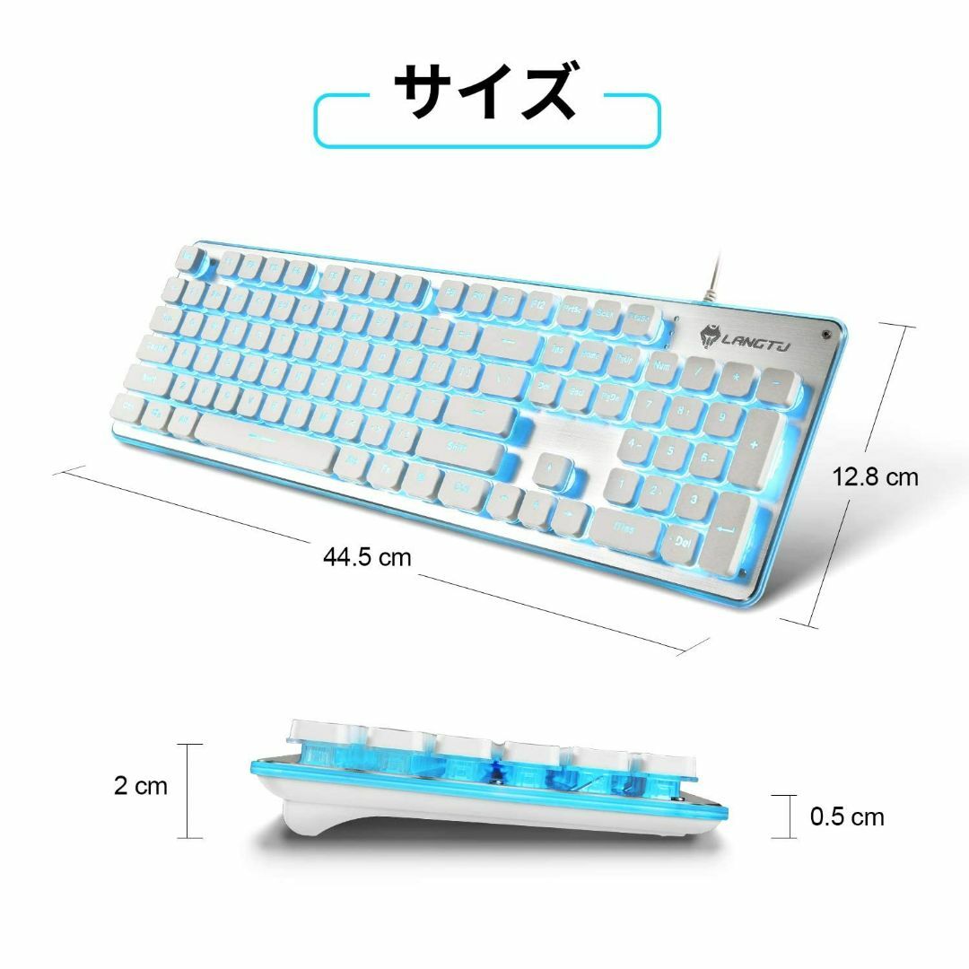 PC/タブレット【色: 青】ゲーミングキーボード キーボード 有線 メンブレン 薄型 LEDバッ