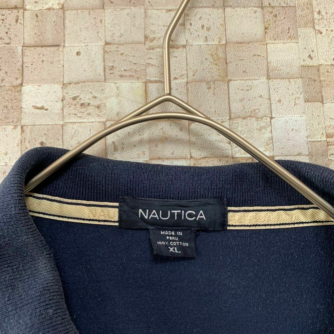 NAUTICA(ノーティカ)のアメリカ古着 NAUTICA ノーティカ ワンポイント刺繍 半袖ポロシャツ紺XL メンズのトップス(ポロシャツ)の商品写真