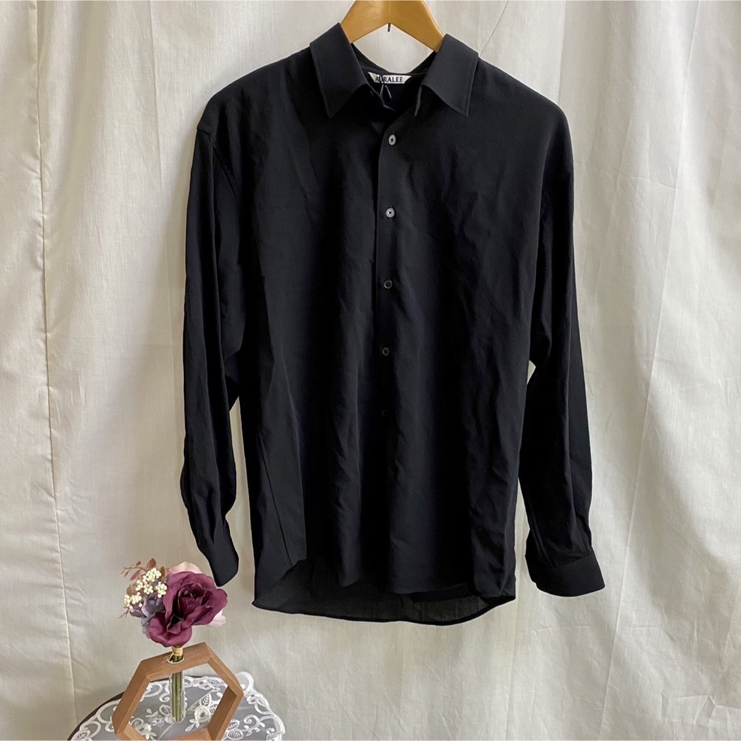 オーラリー新品タグ付★HARD TWIST WOOL VIYELLA SHIRT