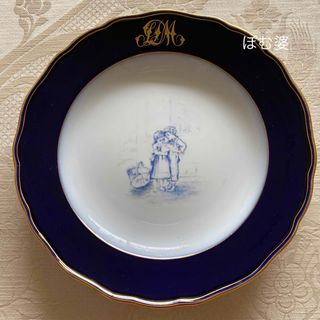 マイセン(MEISSEN)の【古マイセン】コバルト金彩／プレート「子供のいる風景／白と青の世界」③(食器)