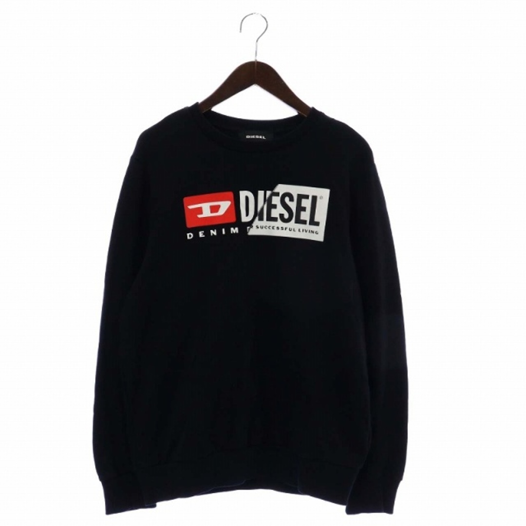 DIESEL トレーナー スウェット 長袖 ドッキング ロゴ S 黒