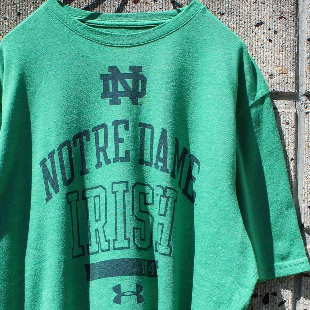 UNDER ARMOUR × ノートルダム大学 XLサイズ 淡緑杢 Tシャツ
