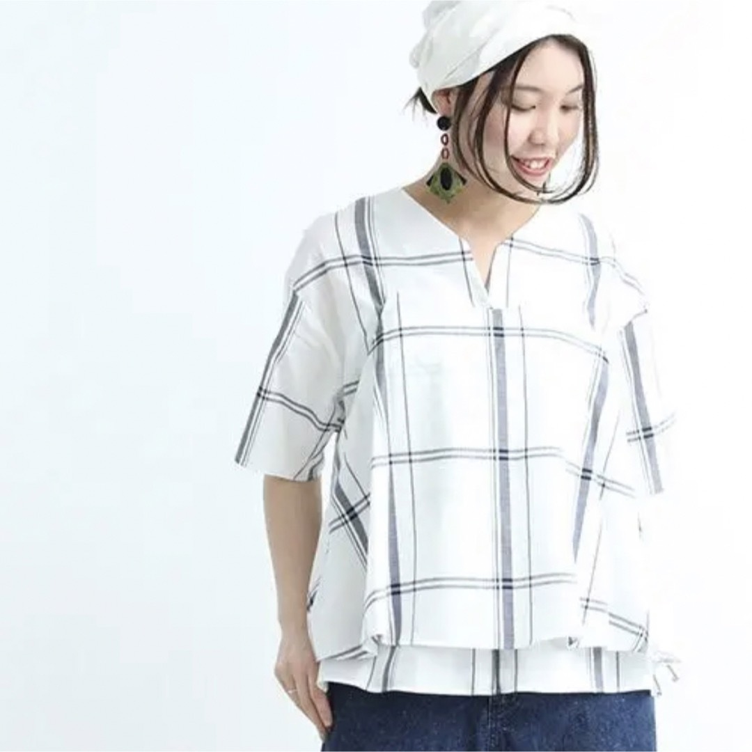 CAPH - CAPH ウィンドウペンチェックレイヤード風チュニックシャツの
