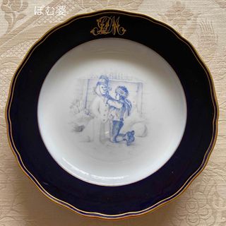 マイセン(MEISSEN)の【古マイセン】コバルト金彩／プレート「子供のいる風景／白と青の世界」⑤(食器)