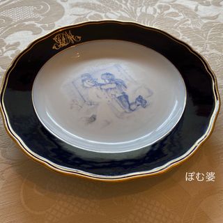 MEISSEN - 【古マイセン】コバルト金彩/プレート「子供のいる風景/白