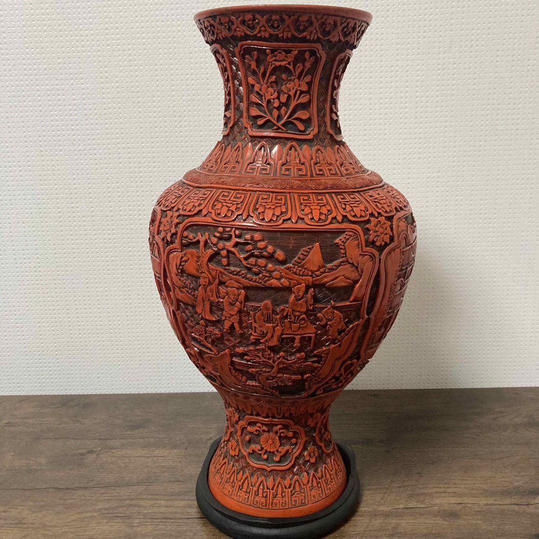 中国 唐物 堆朱 花瓶 花生 花入 漆器 細密彫花紋 漆芸 古美術 中国 唐物 堆朱 花瓶 花生 花入 漆器 細密彫花紋 漆芸 古美術