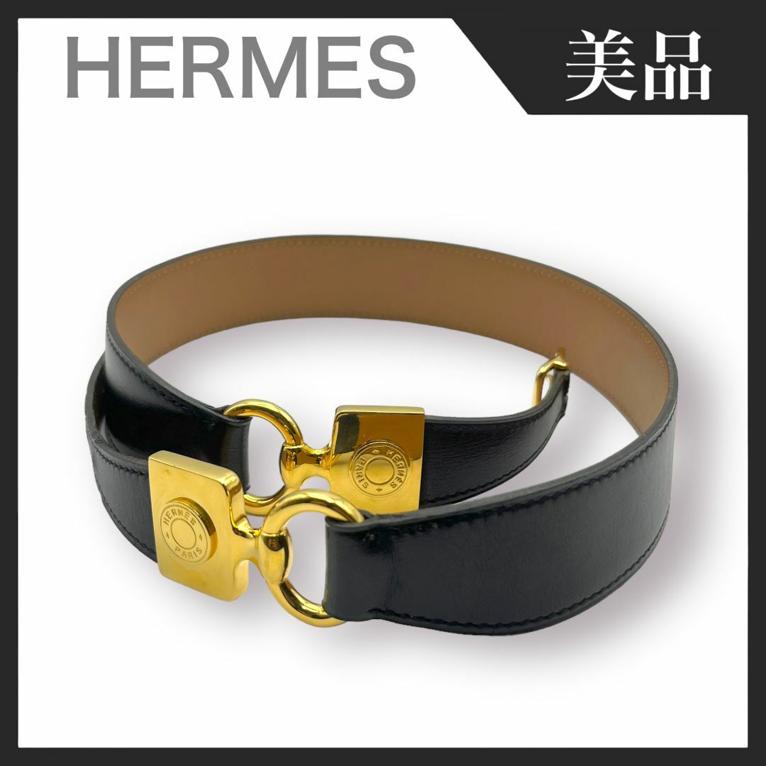 Hermes - 【美品】HERMES セリエ ベルト ゴールド金具 レザー ブラック