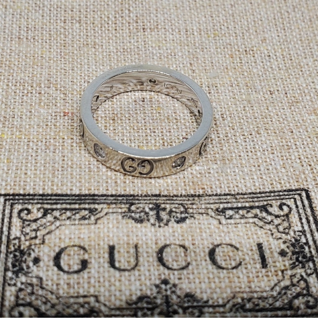 【超レア現行品】GUCCI ホワイトゴールドアイコンリング ダイヤモンド 5P