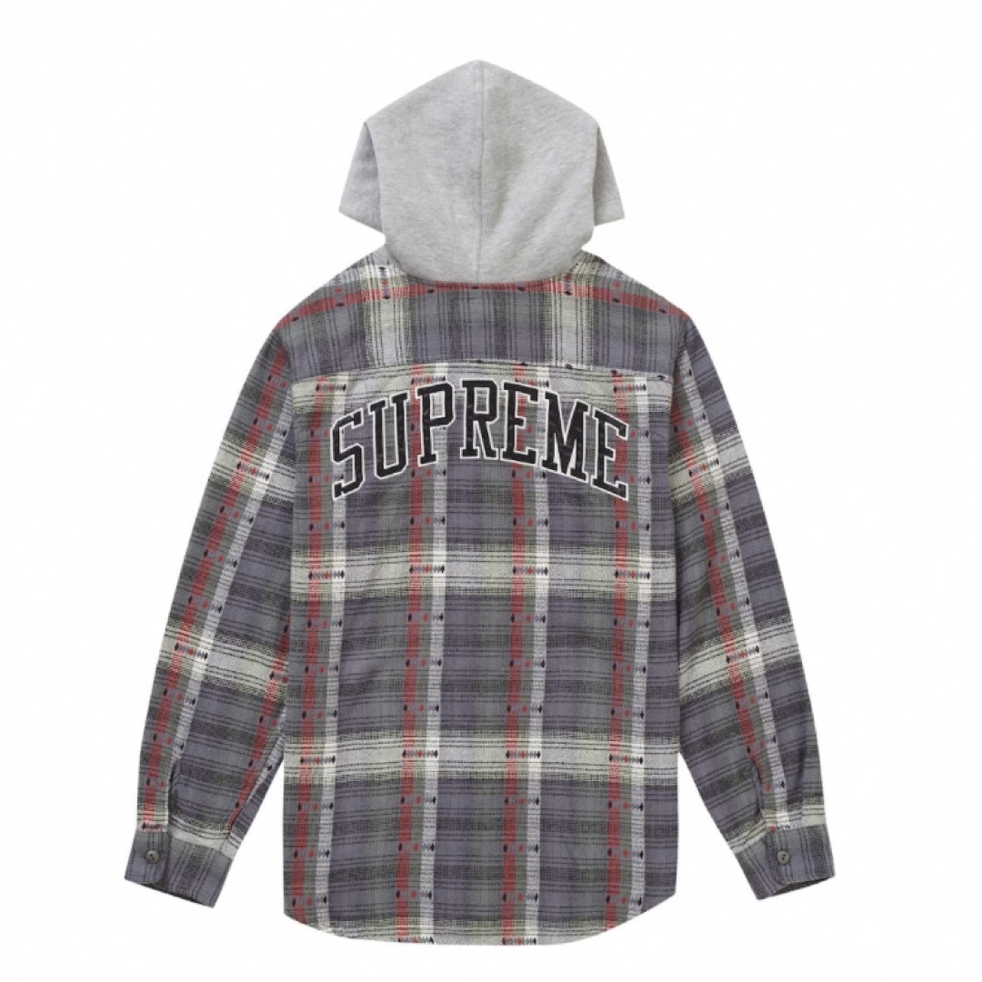 込 Supreme Hooded Jacquard Flannel Shirt