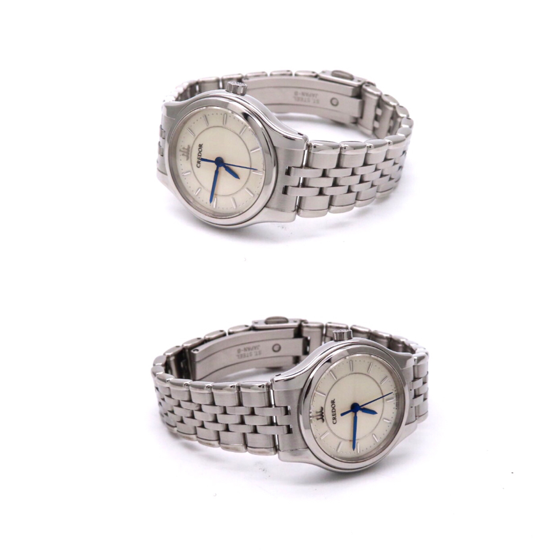 クレドールシグノ】SEIKO 'セイコー 時計' アイボリー 青針 ☆極美品☆-