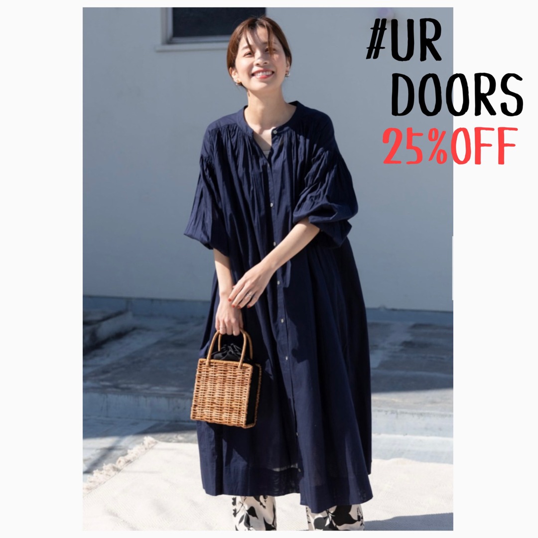 URBAN RESEARCH DOORS(アーバンリサーチドアーズ)の★新品未使用タグ付き★UR DOORS＊コットンボイルギャザーワンピース レディースのワンピース(ロングワンピース/マキシワンピース)の商品写真