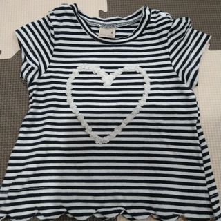 プティマイン(petit main)のpetit mainプティマイン　ハートフリルＴシャツ　ボーダー　80cm(Ｔシャツ)