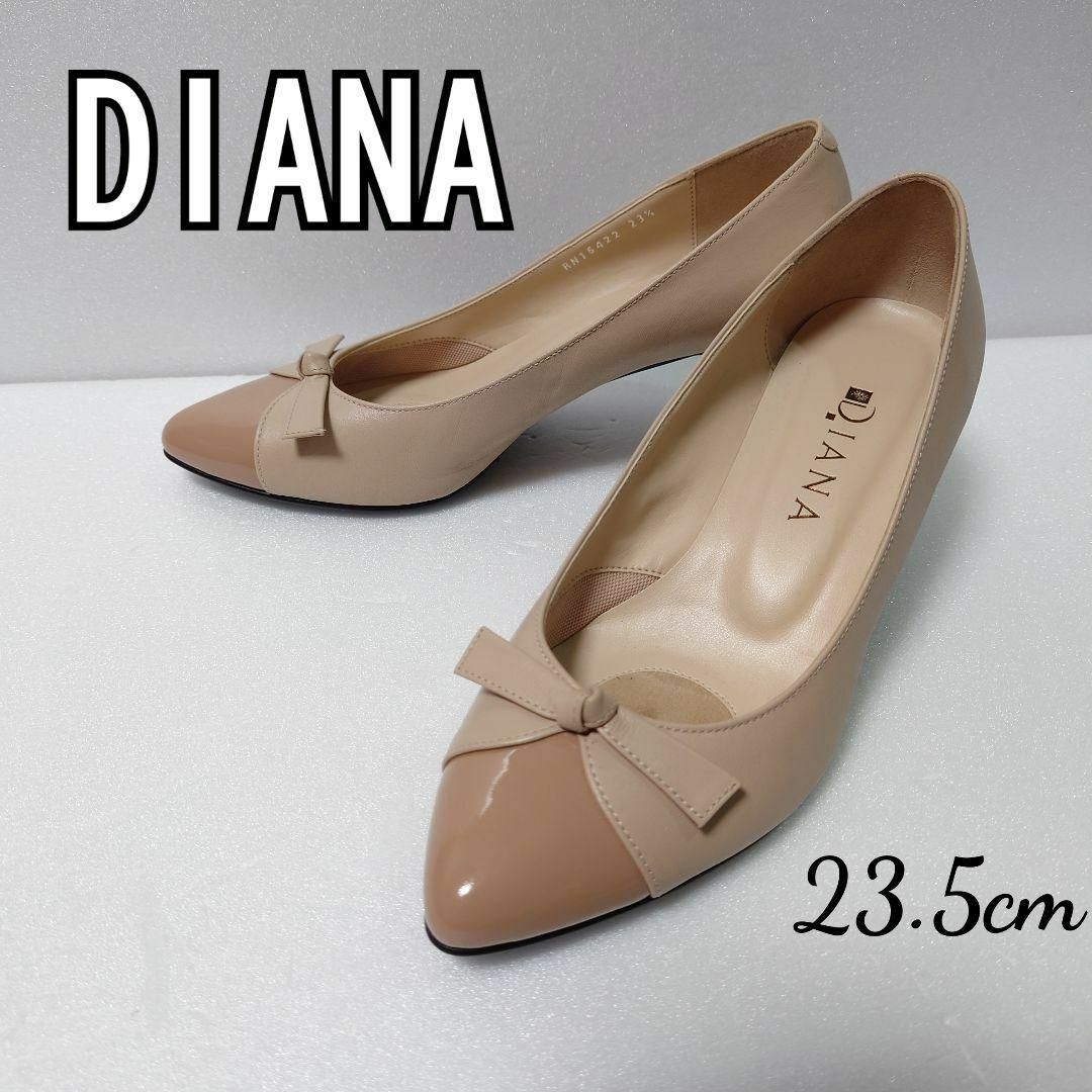 DIANA(ダイアナ)の《美品》ダイアナ　ハイヒール　レザー　エナメル　切替　リボン　23 1/2 レディースの靴/シューズ(ハイヒール/パンプス)の商品写真