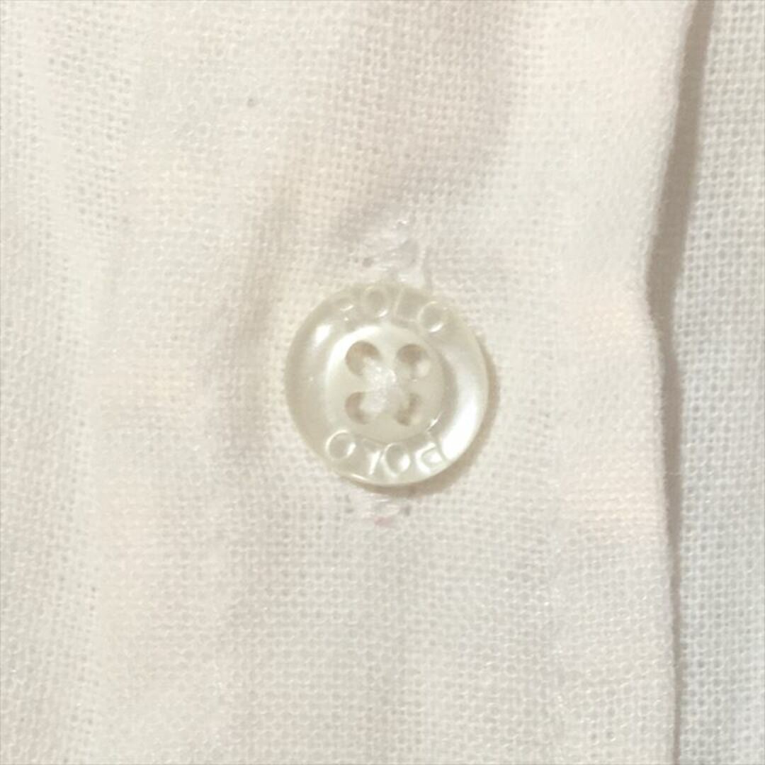 90s ポロラルフローレン 半袖シャツ 白シャツ 刺繍 ゆるダボ M