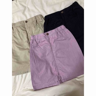 ジーユー(GU)の台形 スカート ベージュ 黒 ピンク gu 130 セット売り(スカート)