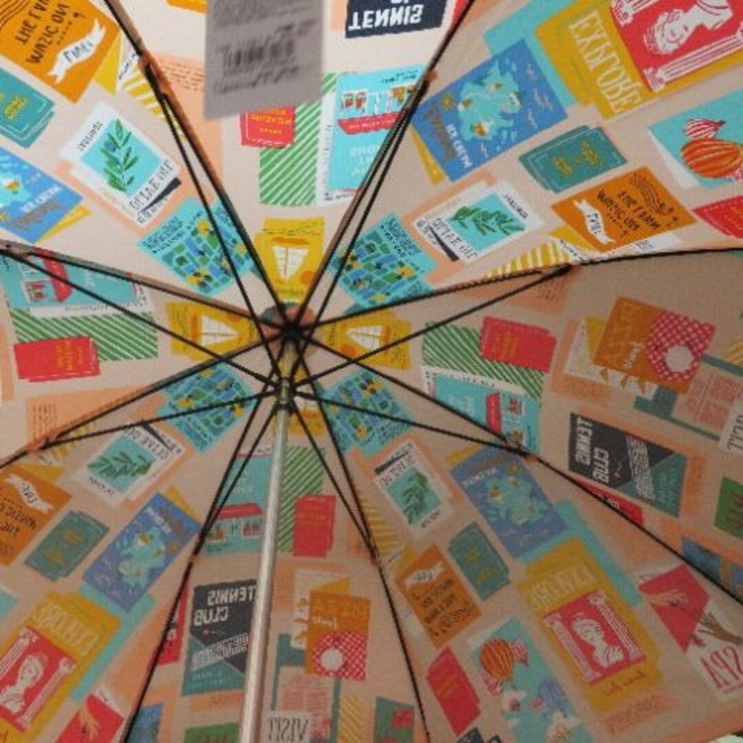 kate spade new york(ケイトスペードニューヨーク)の新品1.5万円 ケイトスペード Kate spade 日本製ポスター柄長雨傘 レディースのファッション小物(傘)の商品写真
