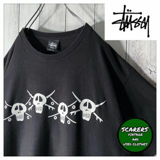 00s L】ステューシー 4面 サーフスケートスカル ラスタ フォトTシャツ