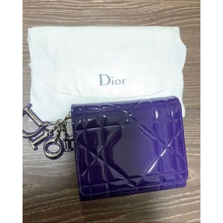 クリスチャンディオール(Christian Dior)の美品 DIOR ディオール  カナージュ 三つ折り財布 紫(財布)