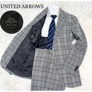 ユナイテッドアローズ(UNITED ARROWS)の美品 UNITED ARROWS細身 グレー グレンチェック 42 スーツ(セットアップ)