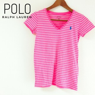 ポロラルフローレン(POLO RALPH LAUREN)のPOLO ポロ ラルフローレン 半袖Tシャツ ピンク ボーダー XS(Tシャツ(半袖/袖なし))