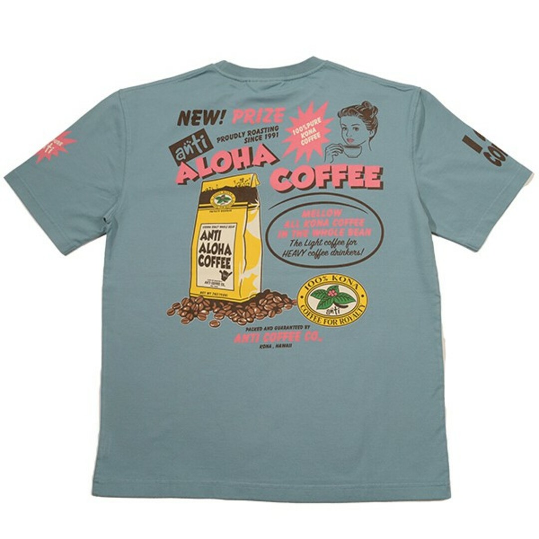 TEDMAN(テッドマン)のanti/アロハコーヒー/Tシャツ/ブルーグリーン/ATT-162/エフ商会 メンズのトップス(Tシャツ/カットソー(半袖/袖なし))の商品写真