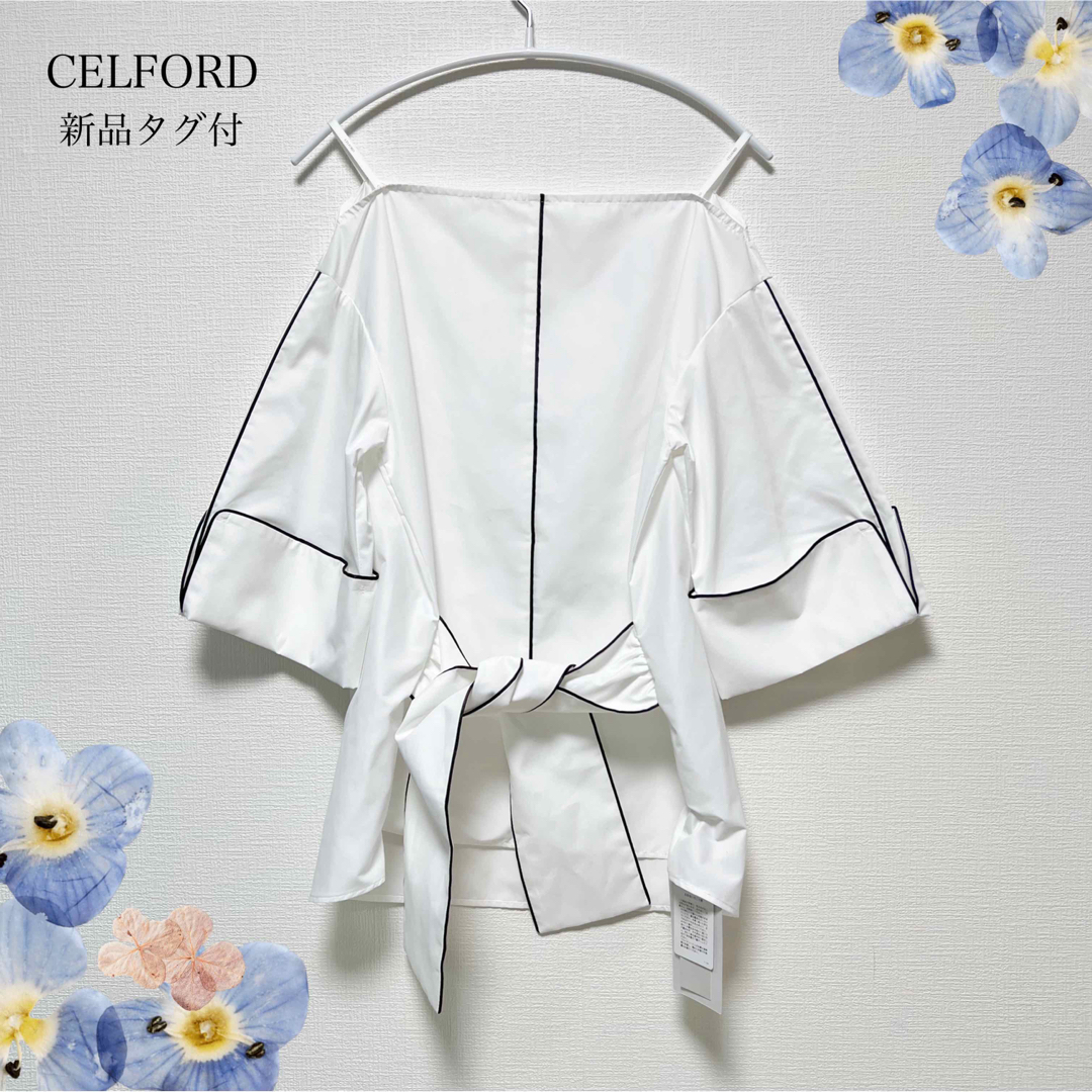 CELFORD - CELFORD パイピングブラウス ５部袖 size38 新品タグ付の