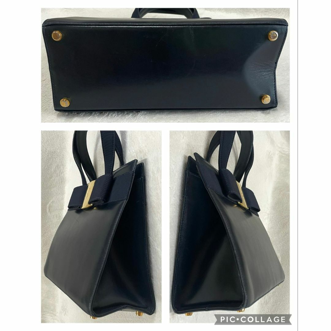美品 フェラガモ 2way ハンドバッグ ヴァラリボン ゴールド金具 斜め掛け