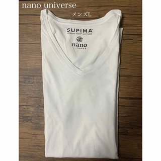 ナノユニバース(nano・universe)のnanouniverse メンズ　無地　Tシャツ　Vネック　L ホワイト　白(Tシャツ/カットソー(半袖/袖なし))