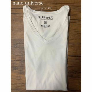 ナノユニバース(nano・universe)のnanouniverse メンズ　無地　Tシャツ　Vネック　L ホワイト　白(Tシャツ/カットソー(半袖/袖なし))